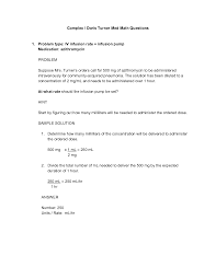 Complex Doris Turner Med Math Questions Complete Solutions Summer 2020 In 2020 Math Questions This Or That Questions Iv Infusion