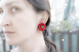 Poppy Red Glass Earring Lampwork With Silver Lock Mothers Day Gift From  Daughter , Red Anemone Jewerly , Inspired Native American Earrings