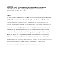 Abbreviations used in file names. Pdf Promoting Children S Participation The Role Of Teachers In Preschool And Primary School Learning Sessions