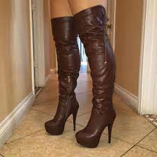 Brown thigh high boots from Charlotte Russe. Selling... - Depop