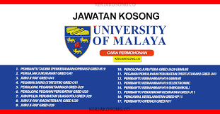Sebanyak 11 kekosongan jawatan ditawarkan. Jawatan Kosong Universiti Malaya Um 2020 Ppum
