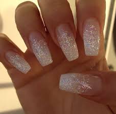 Belles Images Color Powder Nail Design White Glitter Nails Wedding Nails Glitter Bridal Nail Art