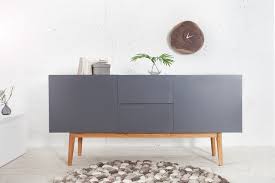 Dieses sideboard mit eiche massiv und 4 schubladen strahlt ein wohnliches flair mit einladendem charme aus. Design Sideboard Kopenhagen 150cm Graphit Eiche Massiv Dunord