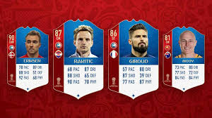 Olivier jonathan giroud (born 30 september 1986) is a french professional footballer who plays as a forward for premier league club chelsea and the france national team. 90 Eriksen 87 Rakitic 86 Giroud 81 Mooy In Fut World Cup Motms For Matchday 2 Day 2 Futhead News