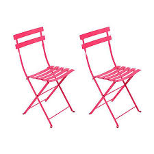 Fuchsia Bistro Folding Chair Pair Outdoor Bistro Chairs Bistro Chairs Outdoor Outdoor Patio Furniture Sets Folding Chair