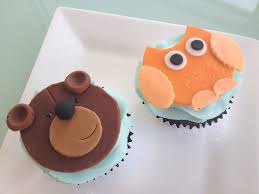 Blue glitter oh baby cupcake toppers baby shower boy's first birthday party decorations (pack of 24). Baby Shower Cupcakes Owl Big Bear The Fancy Fiasco