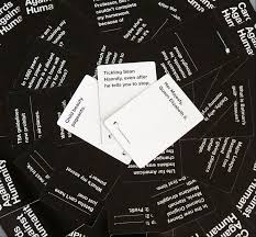 Cards against humanity is a popular card game (no points for guessing that) which challenges players to come up with funny answers to a question in so set up your video call, get those friends or family ready, and boot up one of these websites. Suburban Friends Create Politically Incorrect Cards Against Humanity