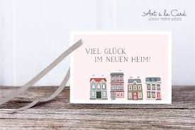 Der erste schritt in die eigene selbstständigkeit bleibt den meisten sehr in erinnerung. Geschenkanhanger Viel Gluck Im Neuen Heim Art A La Card Lovely Paper Products Art A La Card