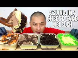 Resepi kek pandan cheese melimpah ruah!! Cheese Cakes Leleh Viral By Azlina Ina Mukbang Malaysia Youtube