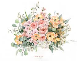 Large Size Custom Bridal Bouquet Painting In Watercolor Etsy Custom Bridal Bouquet Watercolor Bouquet Floral Painting