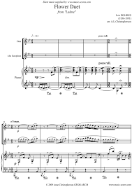 Sheet Music The Flower Duet Lakme Flute Alto Sax Piano For Flute Alto Sax Piano Mixed Ensemble By Delibes