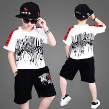 男童夏装两件套2019新款斑马韩版童装套装中大童运动服潮代发