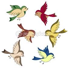 Small Flying Bird Drawing For Kids Set Of Flying Bird Cartoon Flying Bird Drawing Cartoon Birds Cartoon Clip Art