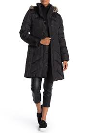 London Fog Faux Fur Trim Hooded Zip Puffer Down Jacket Hautelook