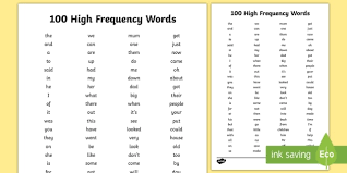 Maybe you would like to learn more about one of these? 100 High Frequency Words In Order Of Use List Ks1 Resource