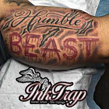 Da Inktrap On Instagram Humble Beast Arm Tattoos Lettering Men Tattoos Arm Sleeve Humble Beast Tattoo