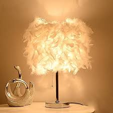 Federn Tischlampe Deko Licht Mit Pure Weisse Feder Retro Lampe Fur Zuhause Hotel Schlafzimmer Halle Esszimmer Einz Tischlampen Nachttischlampe Wohnzimmer Modern