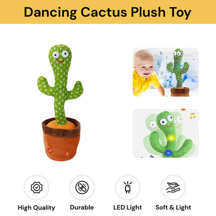 Dancing Cactus | Talking Plush Toy with Singing & Recording Function |