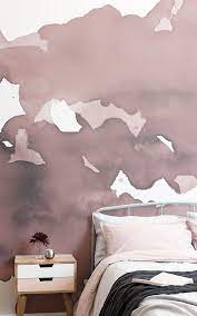 Dusky Pink Abstract Watercolor Wallpaper Mural Hovia Mural Wallpaper Watercolor Wallpaper Girls Bedroom Wallpaper