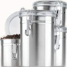 Stainless steel kitchen containers set schedule llc. Anchor Hocking 4 Piece Stainless Steel Clamp Canister Set With Clear Lid Anchor Ho Stainless Steel Canister Set Stainless Steel Canisters Kitchen Canister Sets