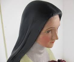 Statue Plaster St Therese Lisieux Little Flower of Jesus Gorgeous Face  Chapel Church 32.67"