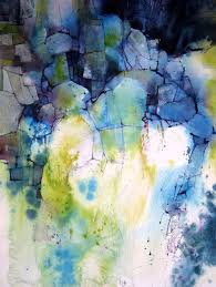 Artwork Of Karen Ku Blue Rocks Abstract Painting Artwork