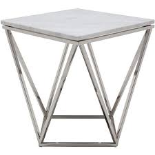Nuevo Jasmine White Marble And Stainless Steel Side Table Marble End Tables Marble Top End Tables Marble Side Tables