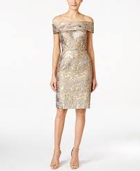 Calvin Klein Off The Shoulder Brocade Sheath Dress Dresses Women Macy S Off Shoulder Cocktail Dress Dresses Pink Semi Formal Dresses