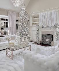 Elegant All White Christmas Living Room Decor With White Velvet Sofas White Christmas Decor Christmas Room Winter Home Decor