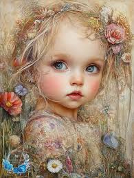 The summer days are fading, and she carries their memory in her hair—woven  with roses, blossoms, and the last butterflies of the season. 🌸🦋 Her eyes  hold the quiet promise of autumn,