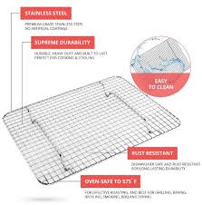 Kitchenatics 100 Stainless Steel Wire Cooling And Roasting Rack Fits Quarter Sheet Size Baking Pan Oven Safe Com Easy Healthy Recipes Oven Safe Easy Healthy