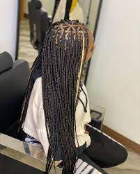 Houston Braider On Instagram Medium Triangle Knotless Braids Waist Length Click The Link In My African Hair Braiding Styles Braids For Black Hair Braids