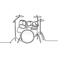 One Line Drawing Drum Music Instrument Vector Illustration Minimalist Design Drawing Piano Minimalist Drawing Musical Instruments Drawing