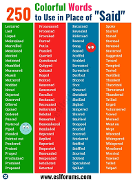 Said Is Dead Here Are 250 Powerful Words To Use Instead Of Said Esl Forums Writing Words Essay Writing Skills Words To Use