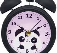 Mily Alarm Clock for Kids Vintage Twin Bell Alarm Clocks Cute Cartoon Panda  Silent Children Bedroom Desk Clock (Black)