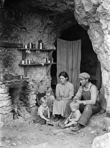 The Families Who Lived in Caves — The Great Depression When the Great  Depression took away their homes, some American families found shelter in  an unlikely place: **caves**. In the Ozark