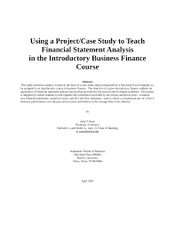 Read the latest personal finance articles about loans, saving and spending, lifestyle, insurance, taxes, career and education, retirement, and property. Pdf Using A Project Case Study To Teach Financial Statement Analysis In The Introductory Business Finance Course