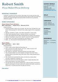 Pizza Maker Resume Samples Qwikresume