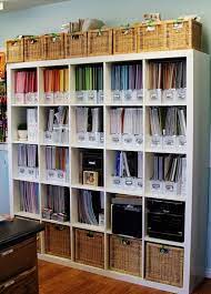 Use shelves to make the most of the vertical space in your craft room. 70 Ideas To Organize Your Craft Room In The Best Way Digsdigs