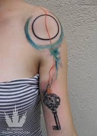 Black heart shape lock with two keys tattoo stencil. 38 Inspiring Lock And Key Tattoos Designbump
