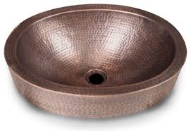 oval hammered copper bathroom sink