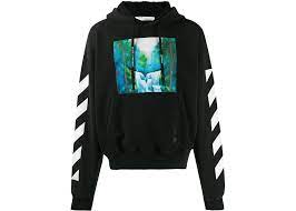 Off White Waterfall Diagonal Hoodie Black In 2021 Hoodie Print Graphic Hoodies Black Hoodie
