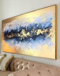 Optimistic Gold Blue Acrylic Painting Abstract On Stretched Canvas Frame Its Original Handma Large Abstract Painting Oil Painting Abstract Abstract Painting