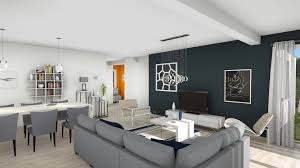 3d Render Of A Large Living Room With Modern Decor Rendering Created By Cedreo 3d Home Design Software For Bu Deco Salle A Manger Deco Moderne Salle A Manger