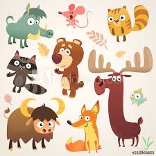Cartoon Forest Animal Characters Vector Illustration Big Set Of Cartoon Forest Animals Illustrat Forest Animals Illustration Cute Animals Animal Illustration
