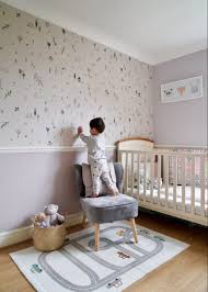 Adding a chair rail can make a sharp statement in any room. Wallpaper Dado Rail Nursery Makeover Nursery Room Boy Nursery Baby Room