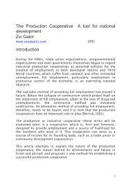 Pdf) Production Cooperative - A Tool For National Development
