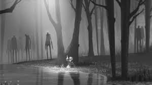 Anime Wallpaper Dark Forest Horror background with creepy forest trees and a scary dark mood. anime wallpaper dark forest