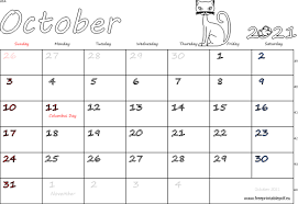 October 2021 Usa Calendar Free Printable Pdf