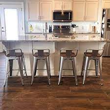 Check spelling or type a new query. Amazon Com Tongli Metal Counter Height Bar Stools Kitchen Counter Stools Set Of 4 Metal Bar Stool 24 Inches Dining Chairs Wooden Seat Silver Low Back Home Kitchen